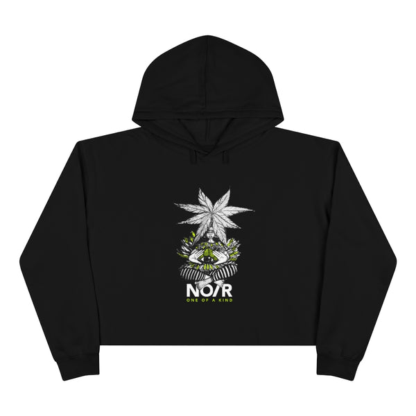 No Rehearsal Crop Hoodie 'Brooklyn and Eye'  in black white and yellow