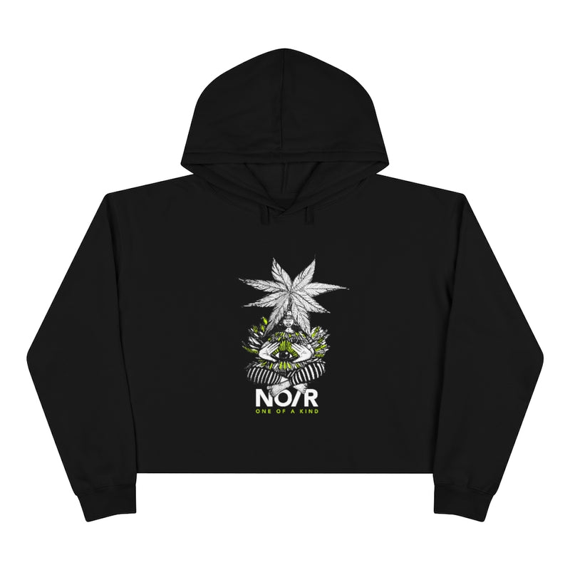 No Rehearsal Crop Hoodie 'Brooklyn and Eye'  in black white and yellow