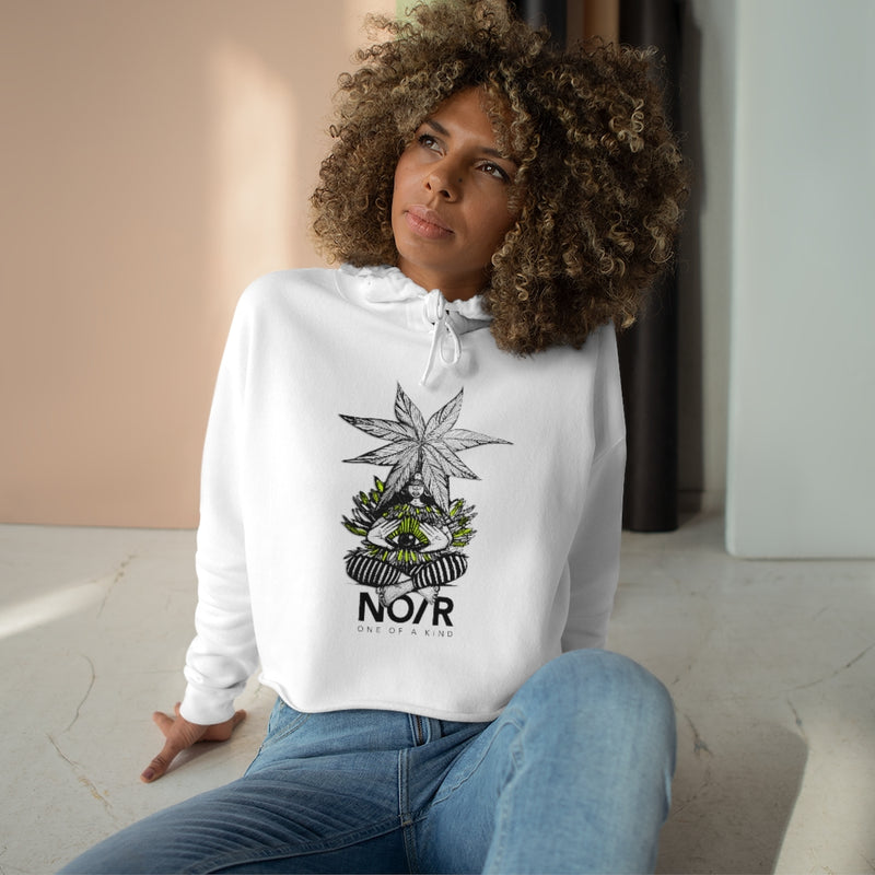 No Rehearsal Crop Hoodie 'Brooklyn and Eye'  in black white and yellow