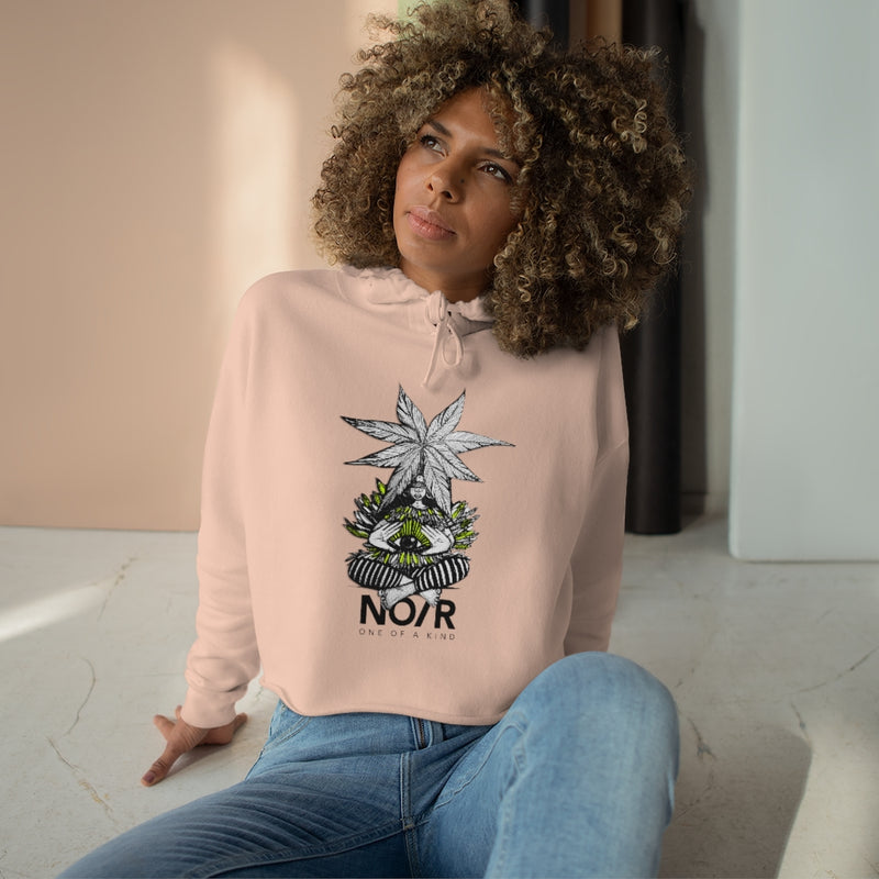 No Rehearsal Crop Hoodie 'Brooklyn and Eye'  in black white and yellow